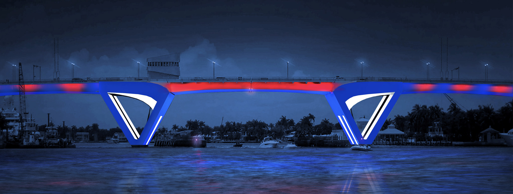 rendering of the the 17th street in red, white and bluecauseway bridge